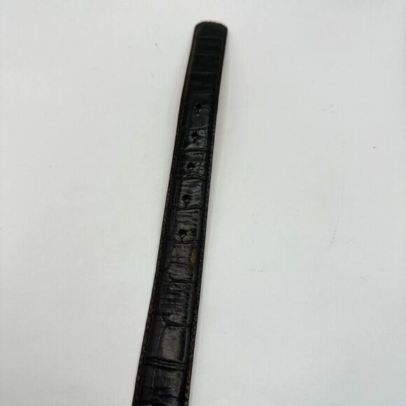 Kenneth Cole Belt Mens 30 Black Croc Embossed Italian Leather Silver Buckle - Picture 9 of 16